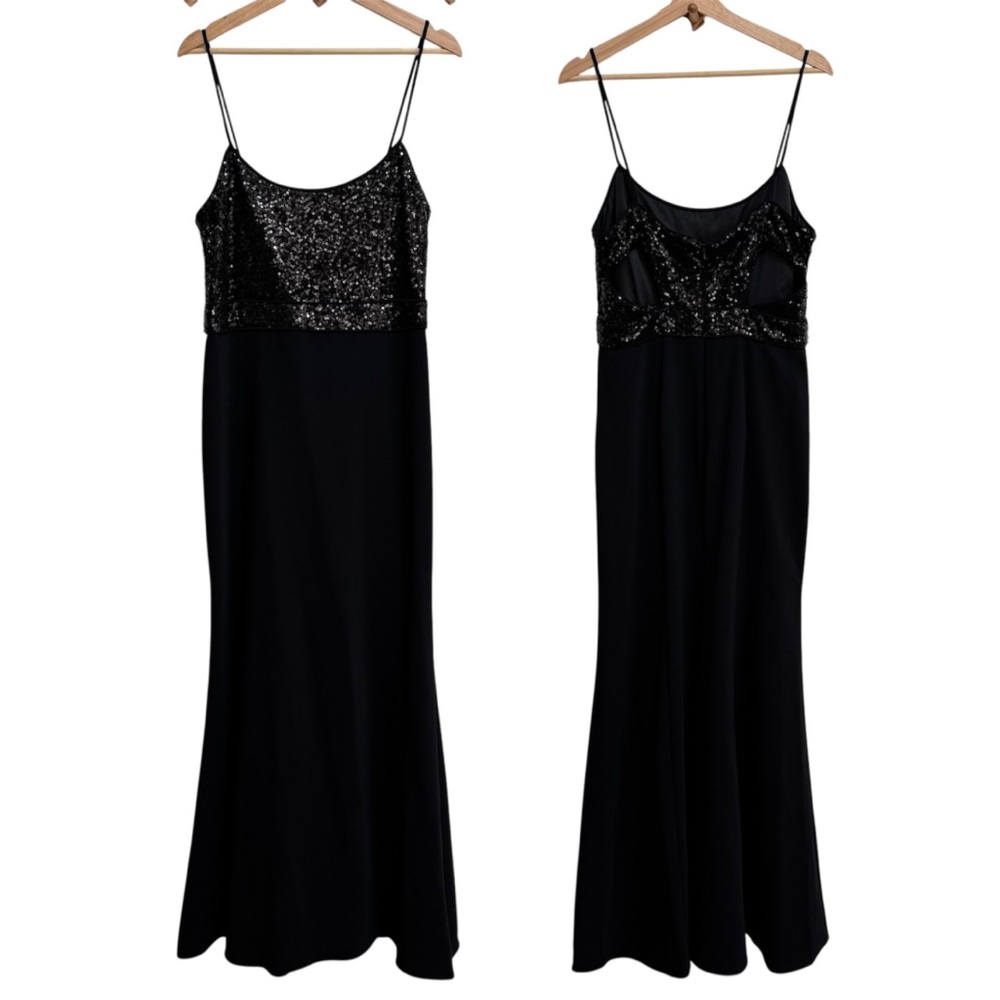 Belle Badgley Mischka Sequin Mae Dress‎ Women 12 Full Length Formal Evening